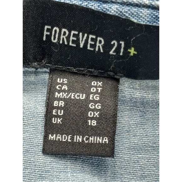 Forever 21 blue button up long sleeve shirt size 0 - Picture 6 of 6